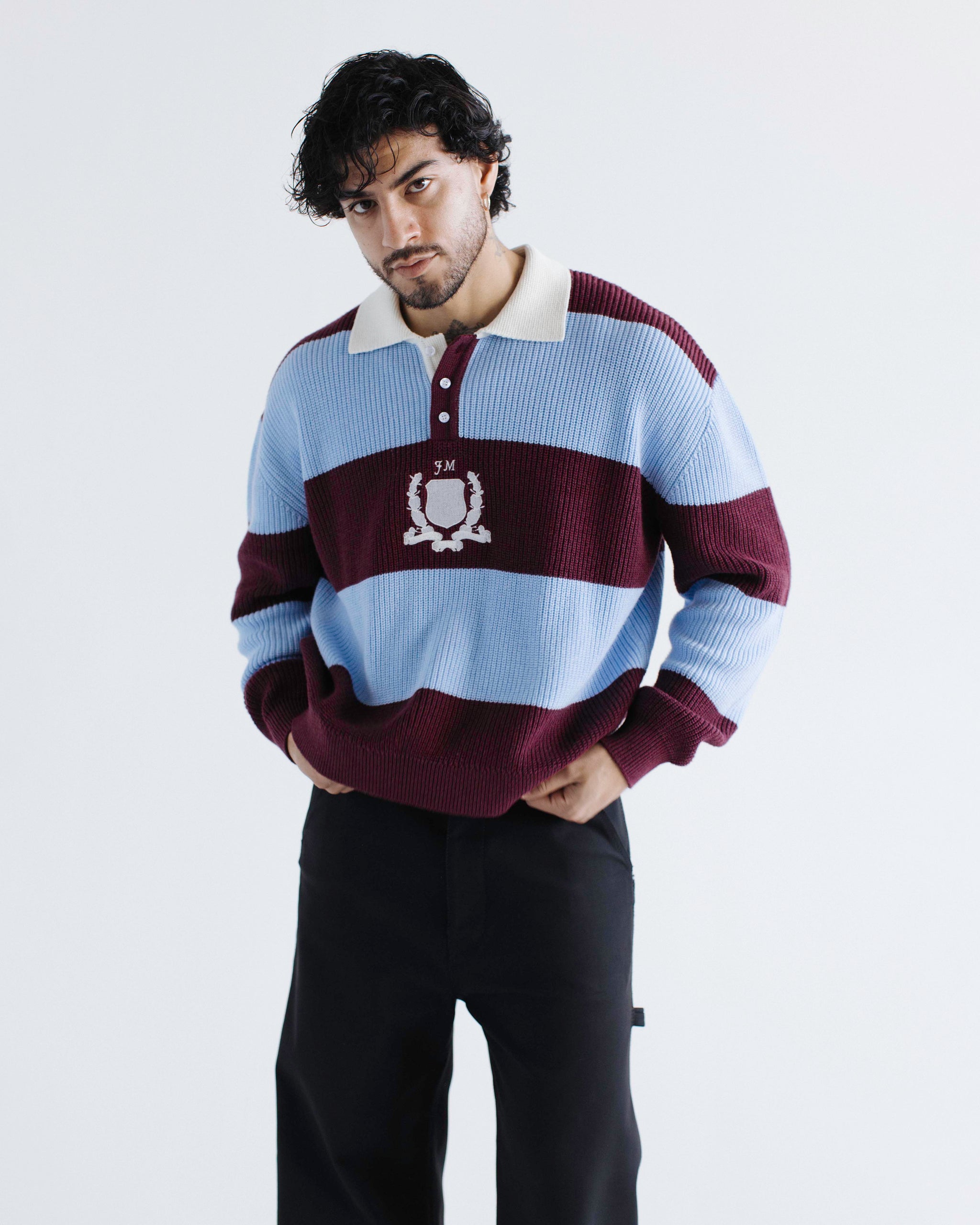 Burgundy Striped JM Rugby Knit – JOSHUA MOHAMED